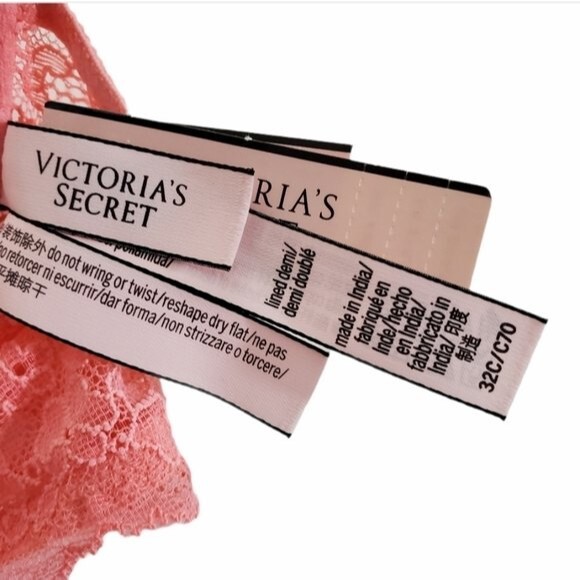 Victorias Secret DREAM ANGELS Lightly Lined Demi Bra 32C Underwired Cups Peach - Picture 8 of 9